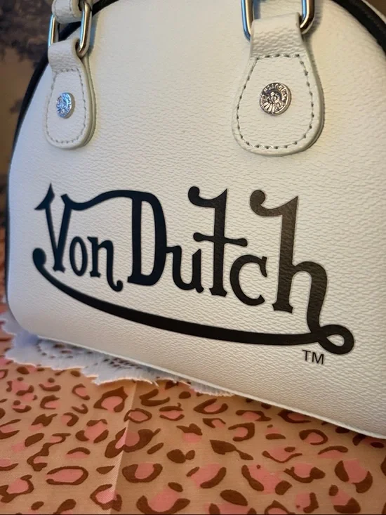 Von Dutch light blue Mini Satchel with Black Eyewing Graphic - Picture 7 of 13